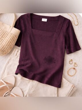 Akris Punto Plum Square Neck Tee | Minimalist Luxury | Flawed
